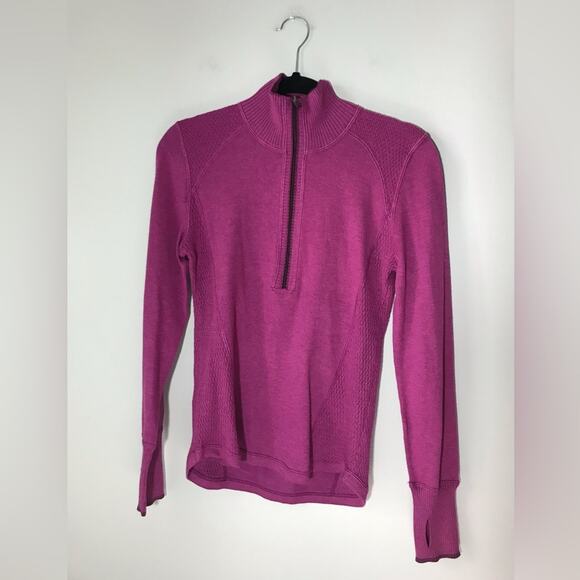 Eddie Bauer S 1/4 zip pullover hot pink too sweater athleisure gorpcore layering - Picture 1 of 9